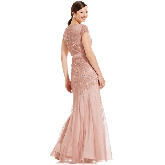 Adrianna Papell  Beaded Sequined Gown Size 16 Wedding Romantic Special Occasions - Picture 2 of 16